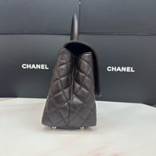 Load image into Gallery viewer, Chanel brown caviar coco handle medium with gold hdw.
