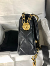 Load image into Gallery viewer, Chanel Black caviar coins mini with aged gold hdw
