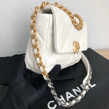 Load image into Gallery viewer, Chanel 19 white lambskin, mixed gold hdw
