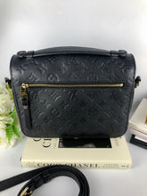 Load image into Gallery viewer, Louis Vuitton black empriente leather pochette metis, gold hdw
