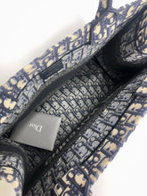 Load image into Gallery viewer, Dior medium book tote, ecru and blue Dior oblique embroidery
