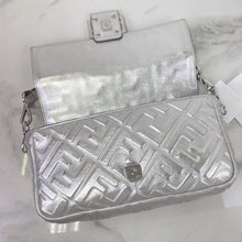 Load image into Gallery viewer, Fendi medium baguette silver with strap
