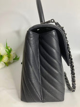 Load image into Gallery viewer, Chanel Large grey caviar coco handle, silver hdw
