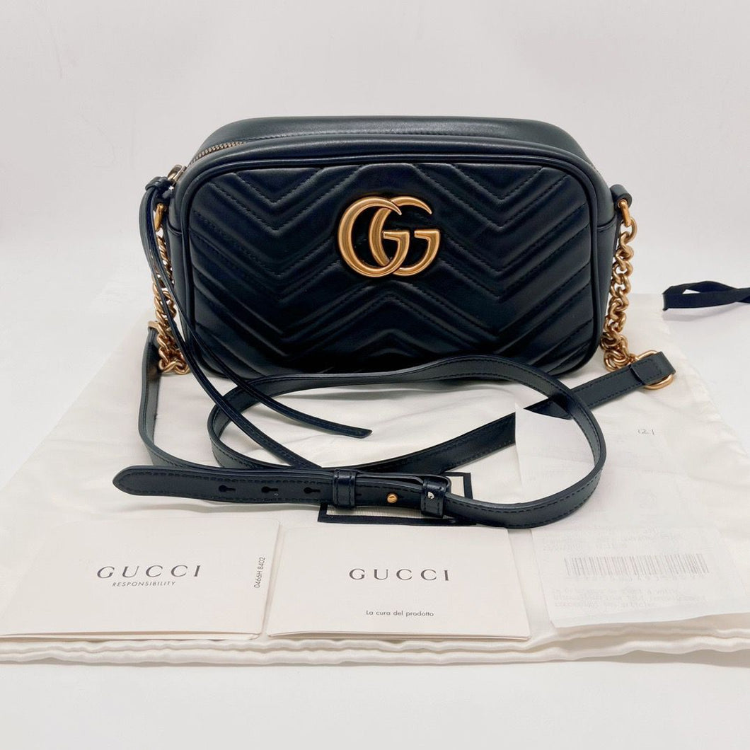 Gucci black Marmont camera bag, size small