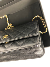 Load image into Gallery viewer, Chanel black caviar woc, wallet on chain with gold hdw 29 series
