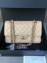 Load image into Gallery viewer, Chanel beige medium classic flap caviar, gold hardware
