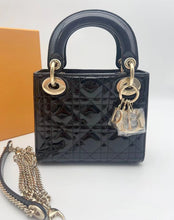 Load image into Gallery viewer, Lady Dior black patent mini, gold hdw
