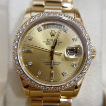 Load image into Gallery viewer, Rare Vintage Rolex Day-Date 18048 36mm 18K Yellow Gold Diamond Champagne Dial Watch
