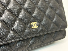 Load image into Gallery viewer, Chanel black caviar microchip woc (wallet on chain) with gold hdw

