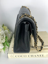 Load image into Gallery viewer, Chanel black medium lambskin classic, with gold hdw
