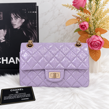 Load image into Gallery viewer, Chanel 24P mini reissue lilac purple, with aged gold hardware
