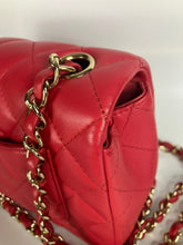 Load image into Gallery viewer, Chanel Pink/red mini lambskin with gold hdw.
