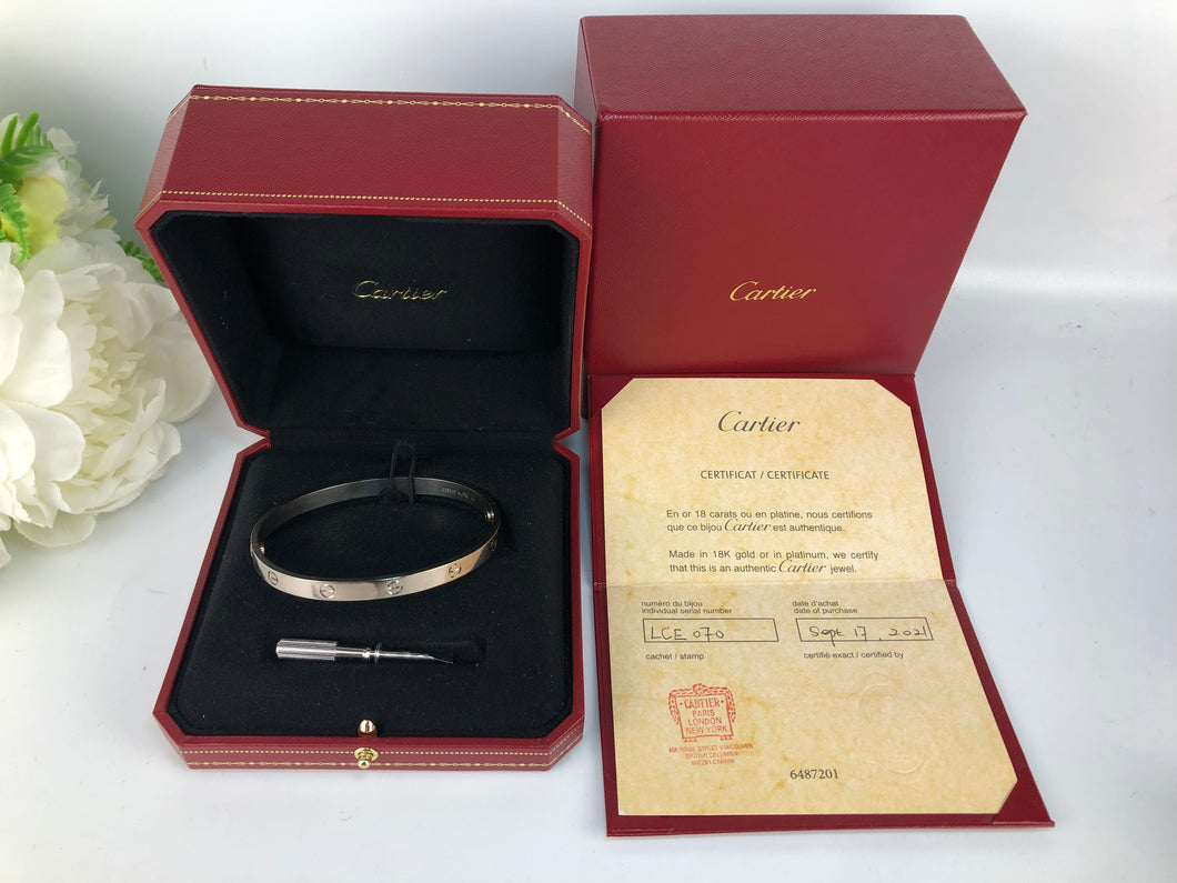 Cartier white gold LOVE bracelet, size 21