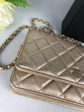 Load image into Gallery viewer, 21P Chanel 31 series gold lambskin woc wallet on chain, gold hdw
