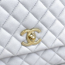 Load image into Gallery viewer, Chanel medium grey caviar coco handle, light gold hdw.
