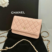 Load image into Gallery viewer, Chanel rose beige woc wallet on chain, caviar leather with gold hdw
