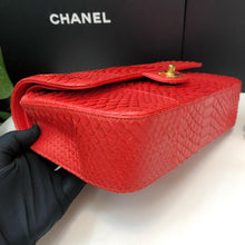 Load image into Gallery viewer, Chanel 17c Exotic red Python medium flap, with gold hdw
