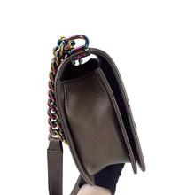 Load image into Gallery viewer, Chanel new medium brown iridescent boy bag, rainbow hdw
