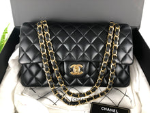 Load image into Gallery viewer, Chanel 31 series black lambskin medium flap, gold hdw
