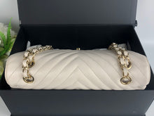 Load image into Gallery viewer, Chanel 18b ivory chevron caviar medium classic with light gold hdw
