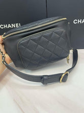 Load image into Gallery viewer, Chanel black caviar bumbag belt bag, gold hdw
