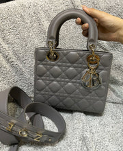 Load image into Gallery viewer, Lady Dior small grey, with gold hdw
