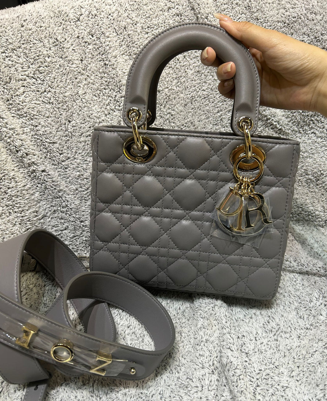 Lady Dior small grey, with gold hdw