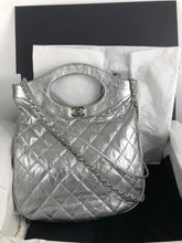 Load image into Gallery viewer, Chanel silver crumpled calfskin 31 shoulder bag
