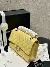 Load image into Gallery viewer, Chanel medium caviar yellow pearl iridescent, gold hdw
