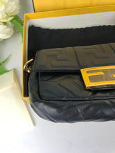 Load image into Gallery viewer, Fendi black mini baguette, gold hdw, with long strap
