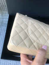 Load image into Gallery viewer, Chanel beige medium classic flap caviar, gold hardware
