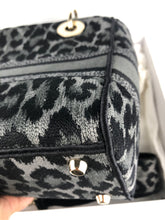 Load image into Gallery viewer, Christian Dior Grey and Black Leopard Pattern Mizza Embroidery Medium Lady D-Lite Bag Pale Gold Hardware
