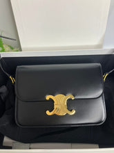 Load image into Gallery viewer, Celine 2023 black Classic Teen Triomphe, with shiny gold hdw.
