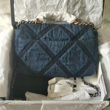 Load image into Gallery viewer, Chanel 19 small denim, mixed gold hdw
