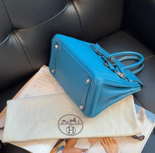 Load image into Gallery viewer, Hermes Birkin 25 blue with silver hdw
