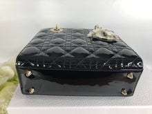 Load image into Gallery viewer, Lady Dior small black patent leather with gold hdw
