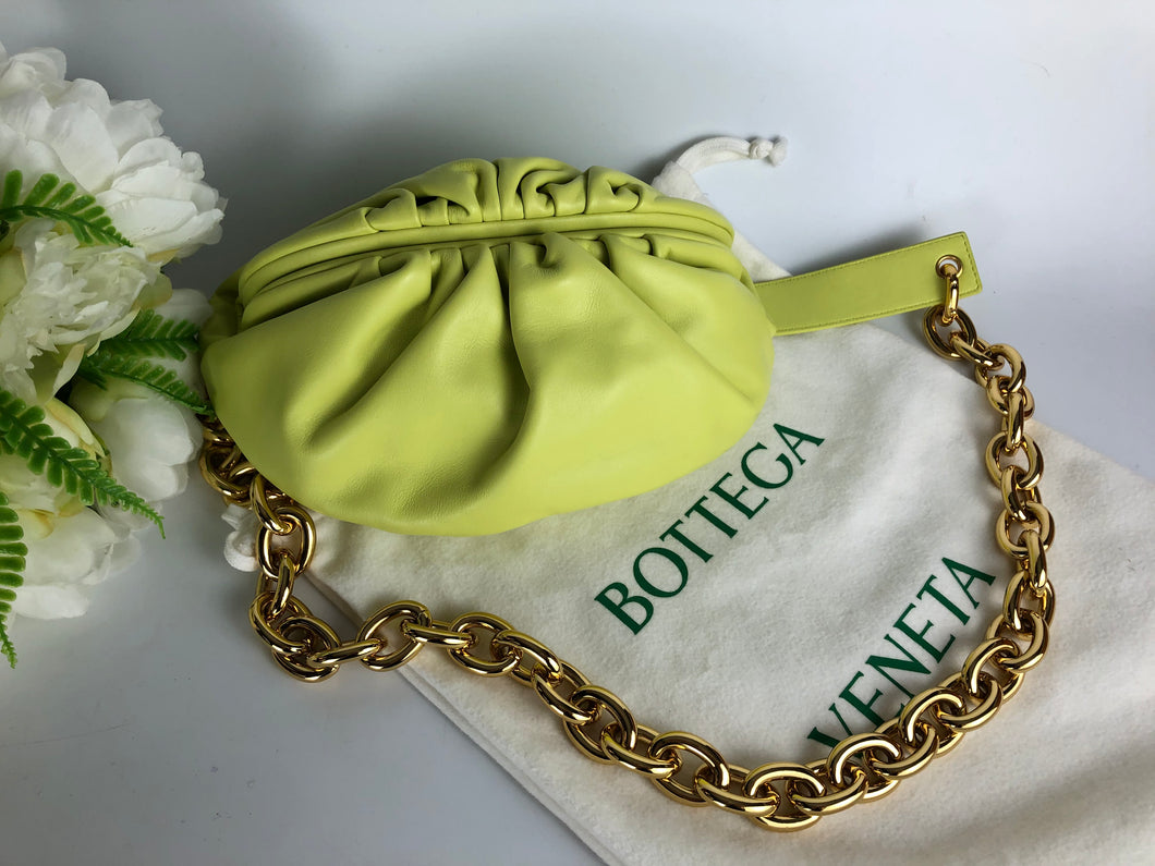 Bottega Venetta pouch bag, gold chain hdw