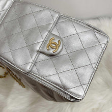 Load image into Gallery viewer, Chanel 25 small in rare silver caviar, aged gold hdw
