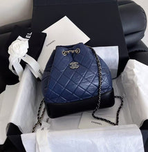 Load image into Gallery viewer, Chanel small Gabrielle backpack blue/black calfskin
