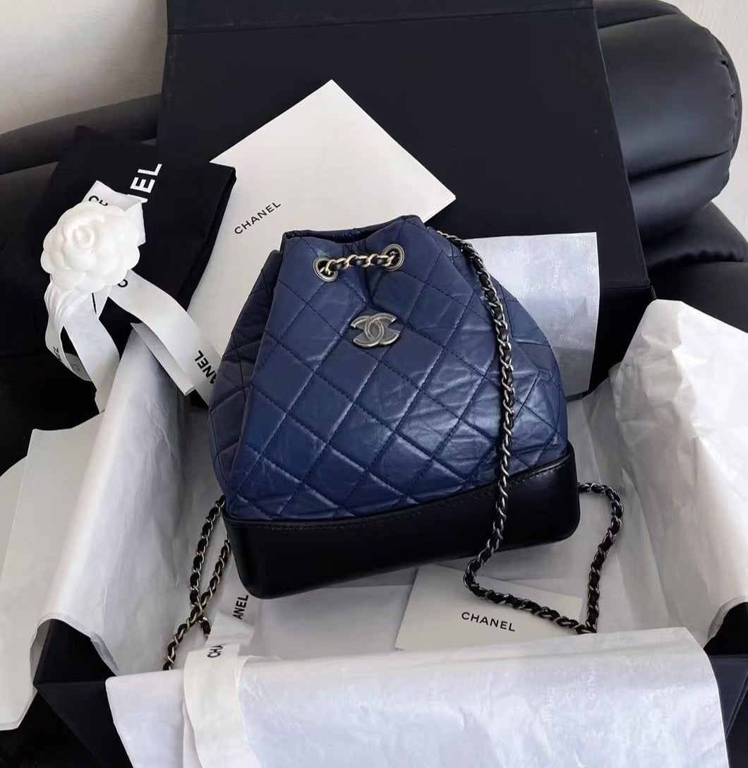 Chanel small Gabrielle backpack blue/black calfskin