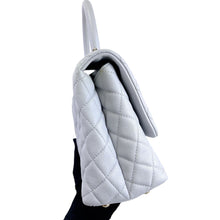 Load image into Gallery viewer, Chanel medium grey caviar coco handle, light gold hdw.
