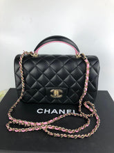 Load image into Gallery viewer, Chanel 23p black pink mini top handle, gold hdw
