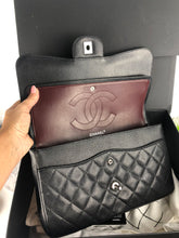 Load image into Gallery viewer, Chanel black caviar jumbo, silver hdw
