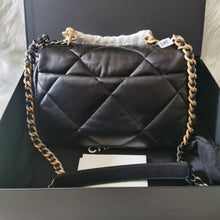 Load image into Gallery viewer, Chanel small black lambskin 19, with mixed gold hdw, unused
