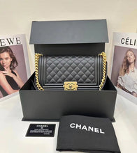 Load image into Gallery viewer, Chanel old medium black caviar boy deposit
