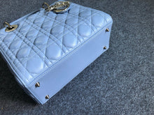 Load image into Gallery viewer, Lady Dior blue medium lambskin, silver hdw
