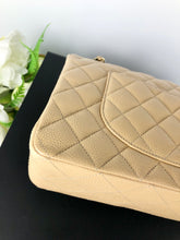 Load image into Gallery viewer, Chanel beige caviar medium classic flap, gold hdw
