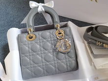 Load image into Gallery viewer, Lady Dior small grey lambskin, with gold hdw
