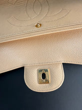 Load image into Gallery viewer, Chanel double flap jumbo beige caviar with gold hardware.
