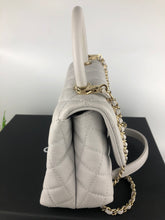 Load image into Gallery viewer, Chanel light grey caviar small coco handle, gold hdw
